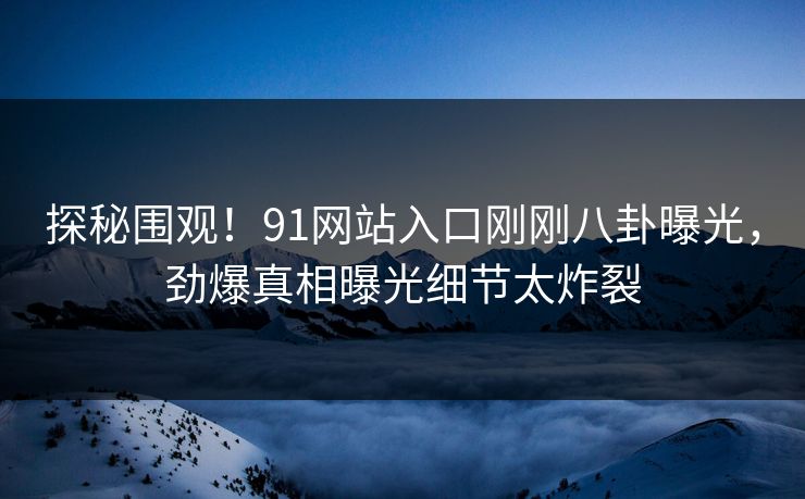探秘围观！91网站入口刚刚八卦曝光，劲爆真相曝光细节太炸裂