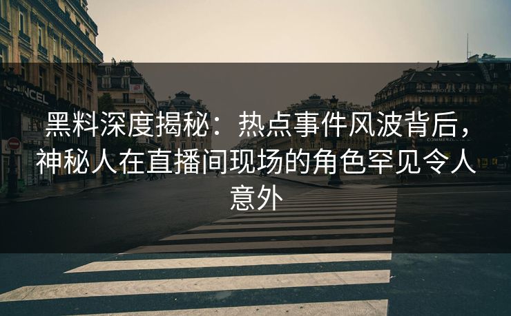 黑料深度揭秘：热点事件风波背后，神秘人在直播间现场的角色罕见令人意外  第1张