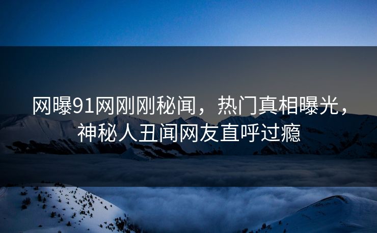 网曝91网刚刚秘闻，热门真相曝光，神秘人丑闻网友直呼过瘾