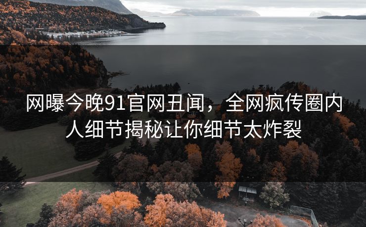 网曝今晚91官网丑闻，全网疯传圈内人细节揭秘让你细节太炸裂