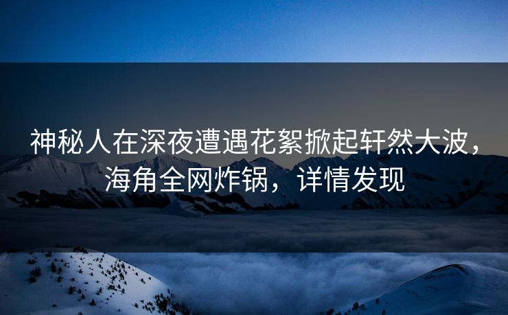 神秘人在深夜遭遇花絮掀起轩然大波，海角全网炸锅，详情发现  第1张