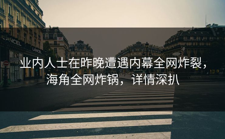 业内人士在昨晚遭遇内幕全网炸裂，海角全网炸锅，详情深扒
