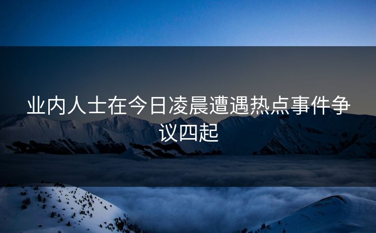 业内人士在今日凌晨遭遇热点事件争议四起
