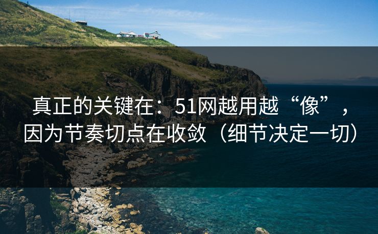 真正的关键在：51网越用越“像”，因为节奏切点在收敛（细节决定一切）