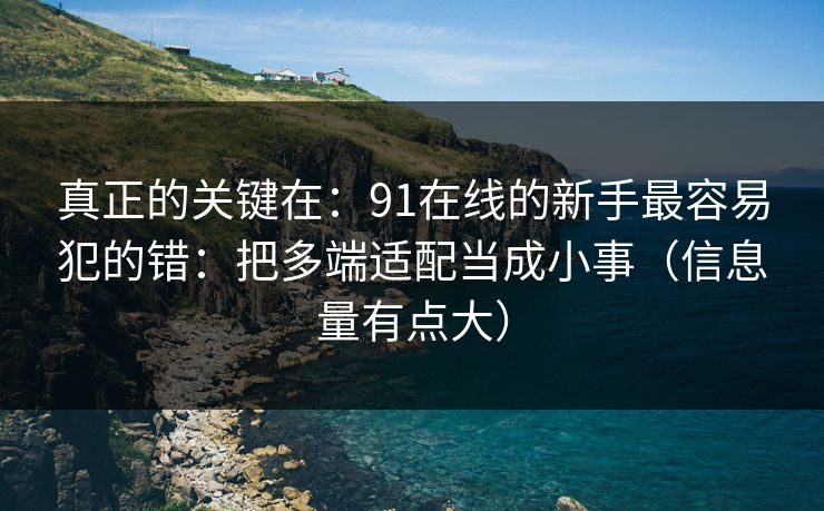 真正的关键在：91在线的新手最容易犯的错：把多端适配当成小事（信息量有点大）